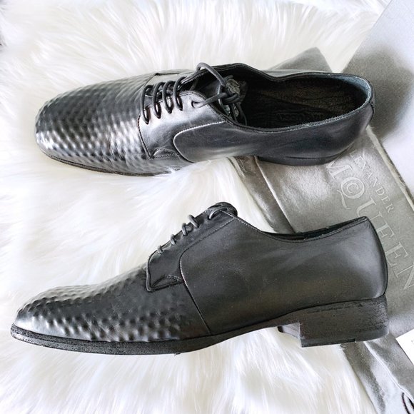 Alexander McQueen Dyed Black Oxford Leather Shoes main image 8